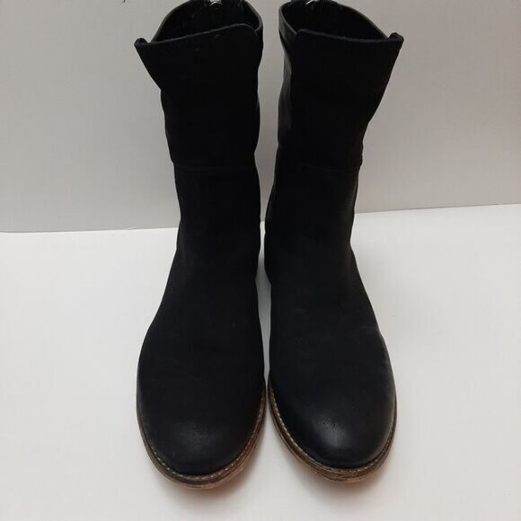 REBELS Mixed Media Short Boots Soft Genuine Leather Modern Black Sz 6 M - Picture 5 of 16